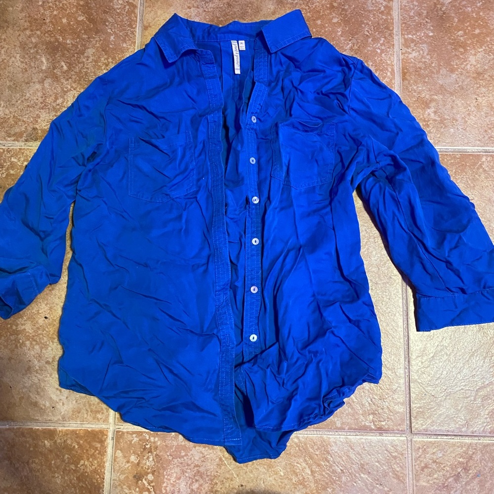 Blue button up women’s blouse